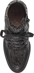 Jessica Simpson Maelyn Wedge Platform Almond-Toe Lace-up Ankle Boots Black Combo