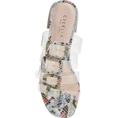 Cecelia New York Lincoln Silver Alabaster Slip On Open Toe Slide Sandals