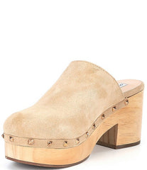 Steve Madden Brooklyn-1 Taupe Suede Fashion Embellished Platform Rhinestone Clog