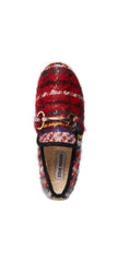Steve Madden Paxtyn Slip-on Chain Loafers Rounded Toe Flats Loafers Red Plaid