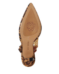 Vince Camuto ASHNA 3 Caramel Leopard Chain Pump Slip-On Pointed Toe Mules