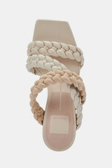 Dolce Vita Partha Ivory Multi Stella Slip On Square Open Toe Block Heeled Sandal