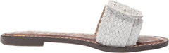 Sam Edelman Gabriela Bright White Open Toe Slip On Leather Flat Slides Sandals