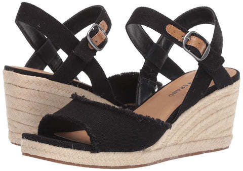 Lucky Brand Mindra Black Open Toe Platform Summer Espadrille Wedge Sandals (8, Black)