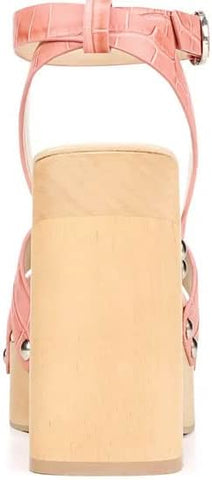 Sam Edelman Rosalind Terra Rose Squared Toe Ankle Strap Block Heeled Sandals