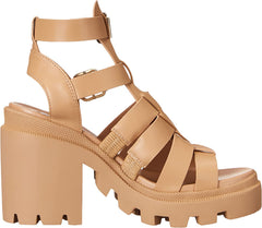 Steve Madden Cosmic Tan Block Heel Squared Toe Strappy Buckle Heeled Sandals