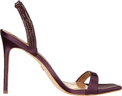 Sam Edelman Ophelia Eggplant Leather Buckle Ankle Strap Stiletto Heel Sandals