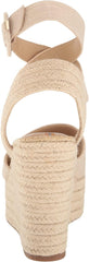 Sam Edelman Vada Natural Ankle Strap Squared Open Toe Wedge Heeled Sandals