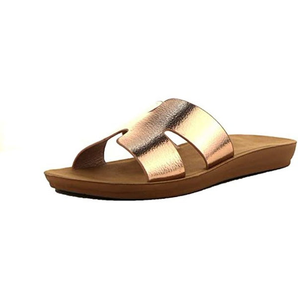 Cape Robbin Everyday H Greece Modern Slip-on Slide Open Toe Sandals Rose Gold