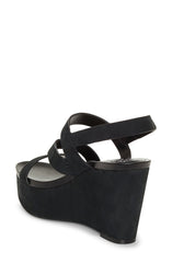 Vince Camuto VELLEY Black Leather Platform Wedge Heeled Caged Strappy Sandals