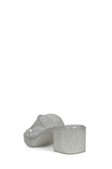 Jeffrey Campbell Bubblegum Silver Iridescent Glitter Platform Jelly Cross Sandal