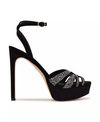 Nine West Go Big2 Black1 Stiletto Heel Ankle Strap Open Toe Dress Heeled Sandals