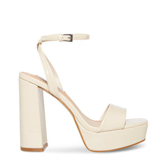 Steve Madden Lessa Bone Patent Fashion Platform Block Heel Ankle Strap Sandals