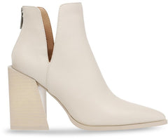 Steve Madden Taylen Bone Leather Zipper Closure Pointed Toe Collar Notched Boots