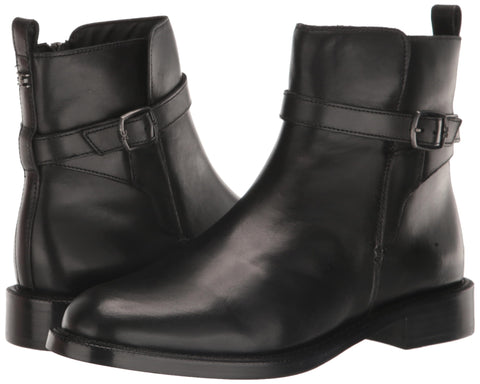 Sam Edelman Nolynn Black Leather Fashion Buckle Rounded Toe Ankle Booties