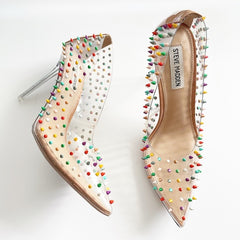 Steve Madden Vala-S Multi Embellished Printed High Stiletto Pointed Toe Pumps