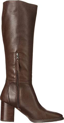 Sam Edelman Elsy Sable Brown Rounded Toe Stacked Block Heel Knee High Boots