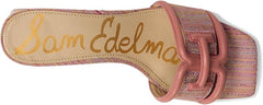 Sam Edelman Waylon Pink Lily Slip On Squared Open Toe Mule Block Heeled Sandals