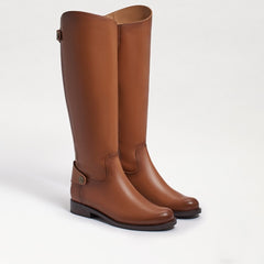 Sam Edelman Mikala Whiskey Block Heel Rounded Toe Zipper Leather Knee High Boots