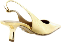 Sam Edelman Bianka Medallion Gold Pointed Toe Slingback Kitten Heel Pumps