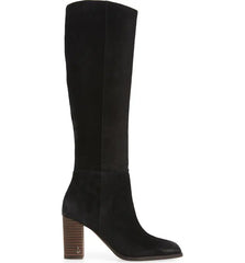 Sam Edelman Olly Black Squared Toe Block Heel Pull On Knee High Fashion Boots