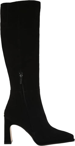 Sam Edelman Issabel Black Suede Squared Toe Block Heel Fashion Knee High Boots