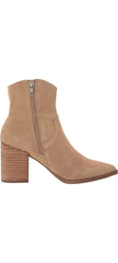 Steve Madden Cate Sand Suede Block Heel Pointed Toe Pull On Fashion Ankle Boots