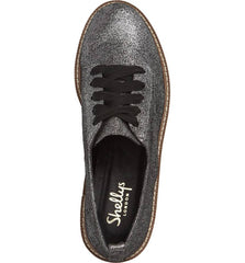 Shellys London Jack Pewter Glittery Metallic Lace Up Platform Creeper Oxford