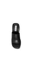 Steve Madden Pepe30 Black Leat Leather Square Toe Lug Sole Platform Mule Sandals