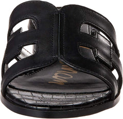 Sam Edelman Illie Black Slip On Open Rounded Toe Block Heeled Slides Sandals