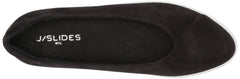 JSlides Felecia Nubuck Black Leather Slip On Fashion Flats Platform Sneakers