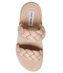 Steve Madden Hillary Taupe Slip On Rounded Open Toe Platform Braided Sandals