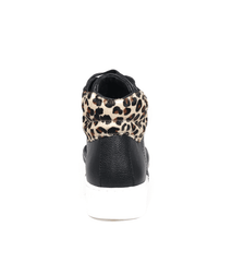 Cecelia New York Silow Leather Platform Lace-up Sneaker Black Leopard High Top
