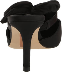 Sam Edelman Veranda Black Satin Pointed Toe Slip On Stiletto Heeled Mules Pumps