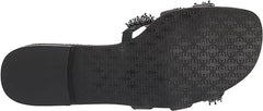 Sam Edelman Bay Black Perla Slide Mule Open-Toe Slip-On Leather Flats Sandals