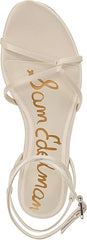 Sam Edelman Ellina Modern Ivory Satin Open Toe Strappy Ankle Strap Flat Sandals