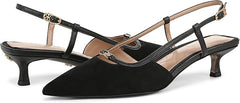 Sam Edelman Toni Black Suede Slingback Pointed Toe Kitten Heeled Fashion Pumps