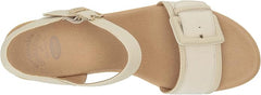 Dr. Scholl's Felicity Seashell Beige Ankle Strap Block Heeled Open Toe Sandals