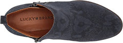 Lucky Brand Basel Dark Denim Blue Suede Low Cut Bootie Wide Width Ankle Bootie