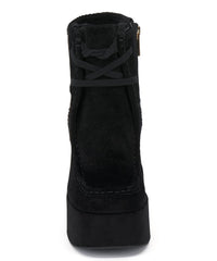 Jessica Simpson Saima Black Lace Up Round Toe Block Heel Platform Ankle Boots