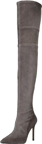 Pour La Victoire Cassie Anthracite Skin-tight Suede Over-the-knee Stiletto Boots