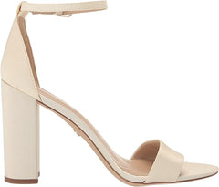 Sam Edelman Yaro Pearl Ivory Ankle Strap Open Round Toe Block High Heel Sandals