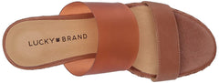 Lucky Brand Brindia Latte Sumac Strappy Slip On Platform Wedge Fashion Sandals