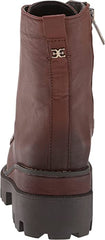 Sam Edelman Garret Dark Brown Leather Lace Up Moto Platform Combat Ankle Boots