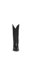 Steve Madden West Black Leather Pull On Pointed Toe Block Heel Western Boots