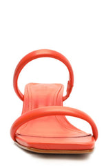 Schutz Ully Coral Double Straps Slip On Open Toe Block High Heel Sandals
