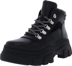 Steve Madden Vermont Black Multi Lace Up Rounded Toe Platform Boot