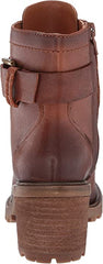 Zodiac Gemma Cognac Lace Up Block Heel Rounded Toe Buckle Combat Ankle Boots