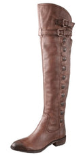 Sam Edelman Pierce Whiskey Almond Toe Pull On Stacked Heel Riding Knee High Boot