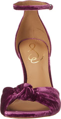 Sam Edelman Lucia Deep Orchid Square Bow Strap Buckle Ankle Fluted Heel Sandals